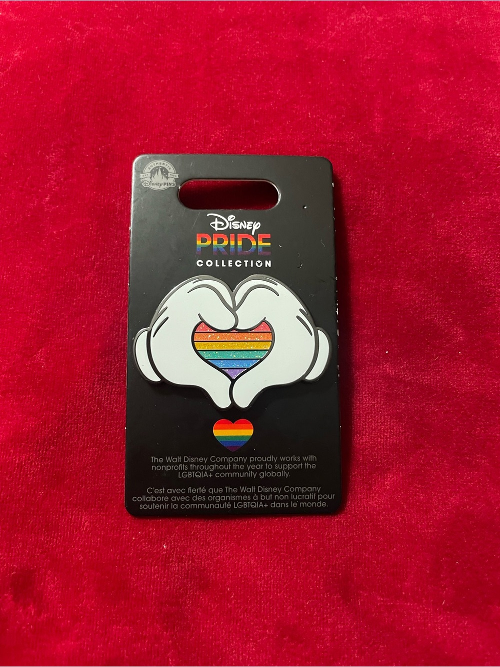 Disney Pride Collection Rainbow Heart Glove Enamel Pin - White & Multicolor